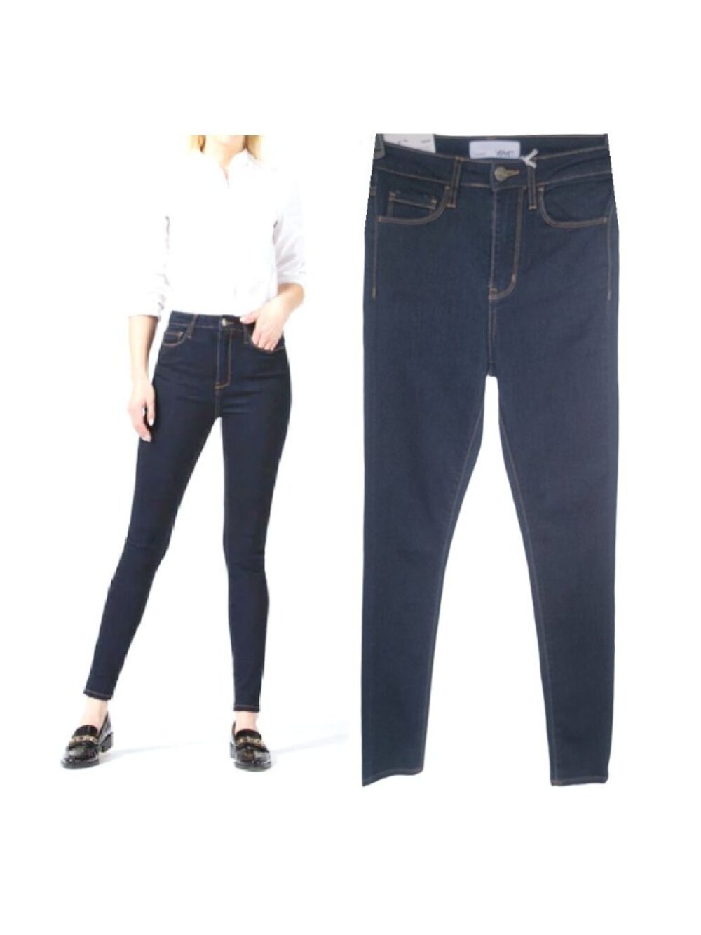 ⭐VERVET Women Jeans Super High Rise Sz 24 Soft Marityn Skinny dark wash blue New